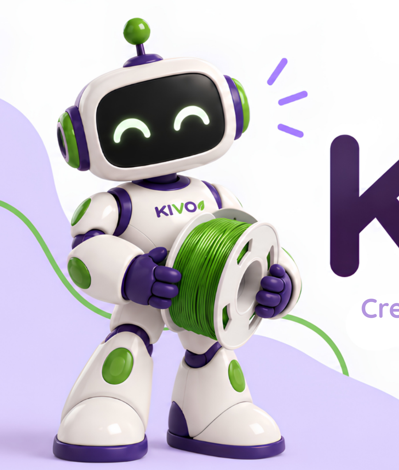 Robot KIVO con Bobina de Filamento Verde Sostenible
